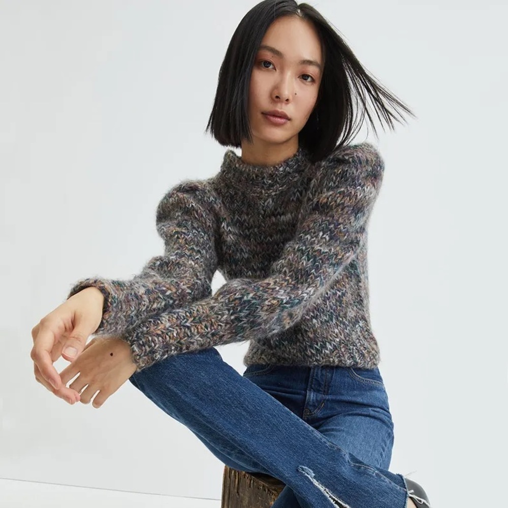 Veronica Beard Green and Blue Crew Neck Sweater